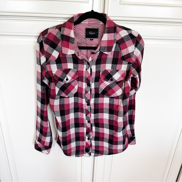 Rails Tops - Rails Women’s Cotton Plaid Flannel Button Front Shirt Long Sleeve Grunge Top S